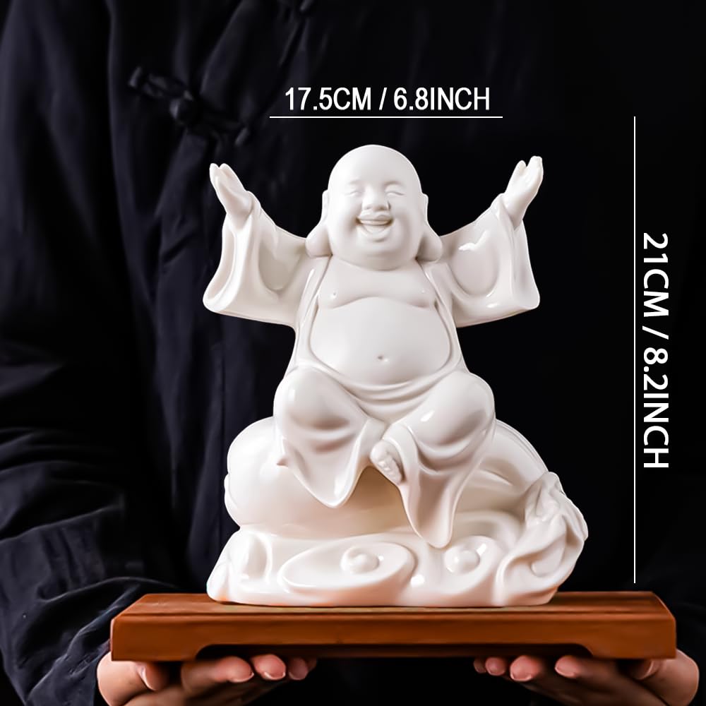 Amazon.com: ARBTOTCE White Laughing Buddha Statue 8.2